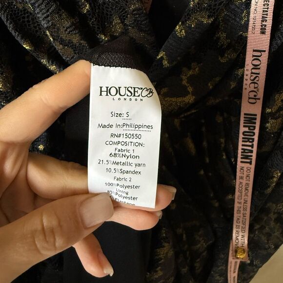 NWT House of CB Lotus Mini Black Gold Dress Lace Size S - Picture 11 of 14